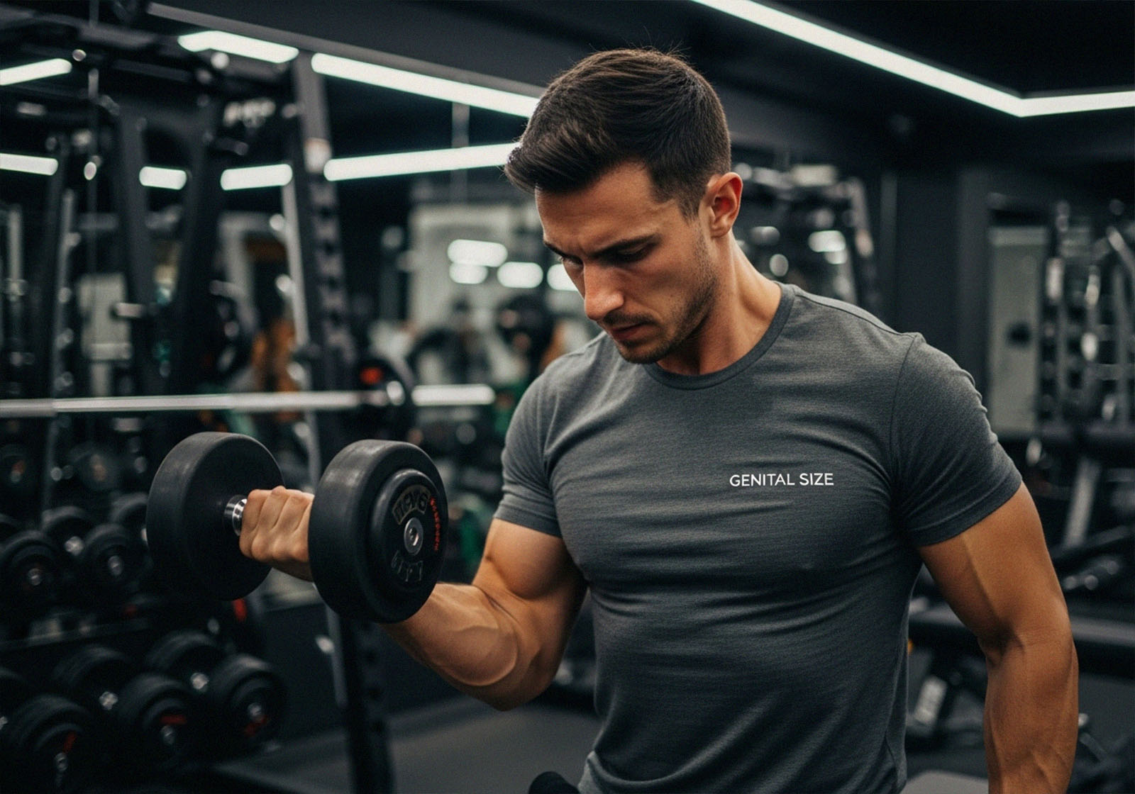Man training with weights in a gym to support hormones and fertility