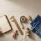 Anthropology field research tools, calipers and terracotta figurines representing cross-cultural body size norms