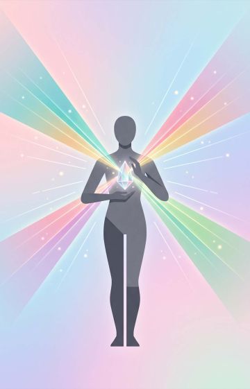 Minimalist graphic illustrating mental clarity and self-confidence through a light prism concept.