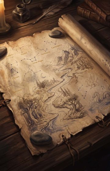 Mythological scroll illustration representing historical folklore, legends, and ancient tales.