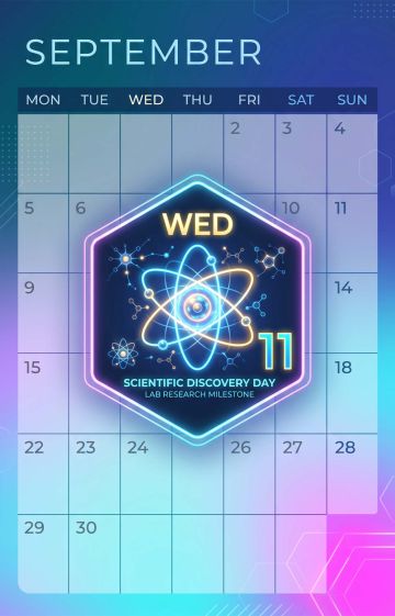 Modern calendar grid illustration with a scientific icon representing recurring weekly knowledge tests.