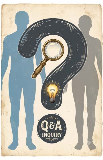 Modern vector icon combining a question mark, magnifying glass, and lightbulb for factual FAQs.